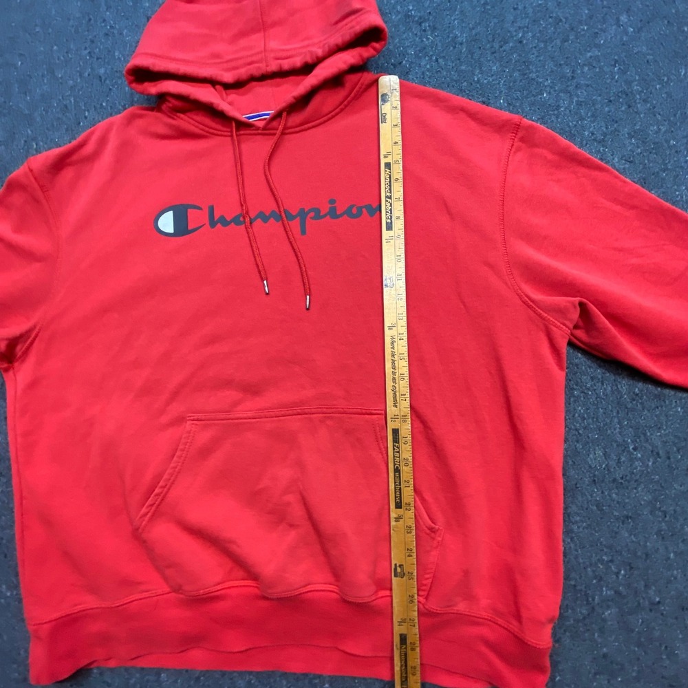 Champion Hoodie Sz 2XL Mens Red Streetwear Script Logo Pullover Shirt Sweatshirt - Picture 6 of 8